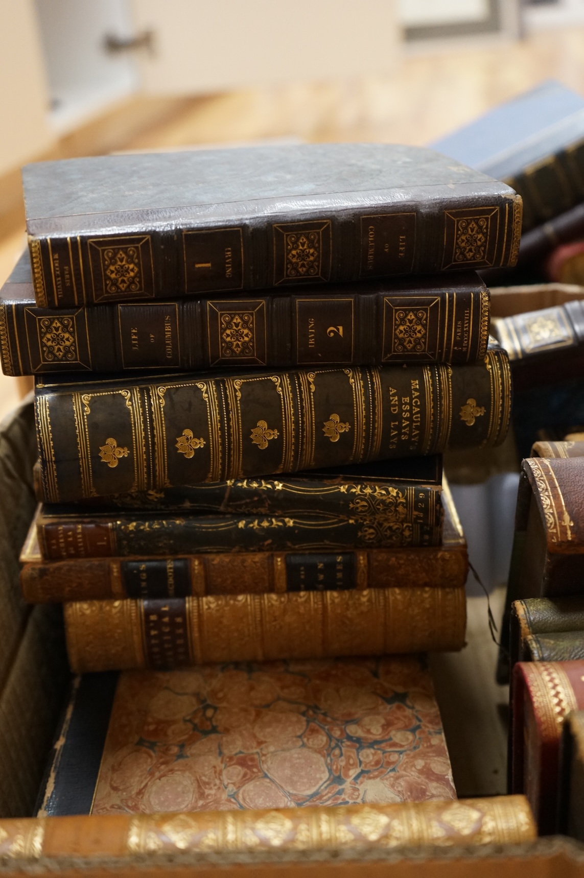 Symmons, Charles - The Life of John Milton. 2nd edition. portrait frontis. and folded facsimile; old half calf and marbled boards, roy.8vo. 1810; together with a quantity of other antiquarian books in calf and morocco bi